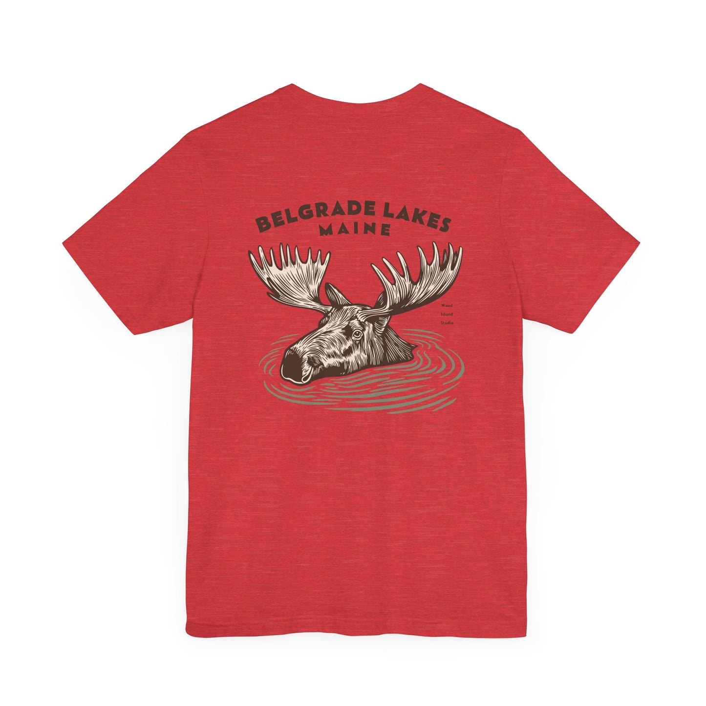 Belgrade Lakes Maine Moose Graphic Tee - Unisex Short Sleeve T-Shirt