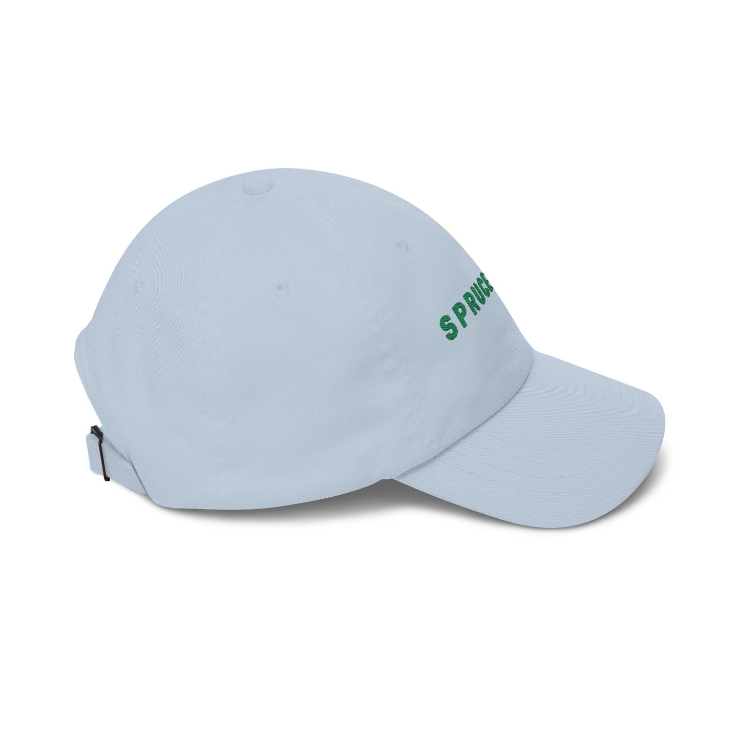 Spruce Head Embroidered with teal letters - Dad Cap with Blue Letters – Minimal Coastal Baseball Hat