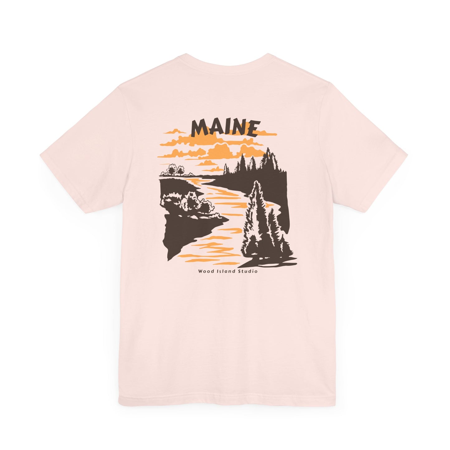 Pine and River scene Maine Graphic Unisex Tee