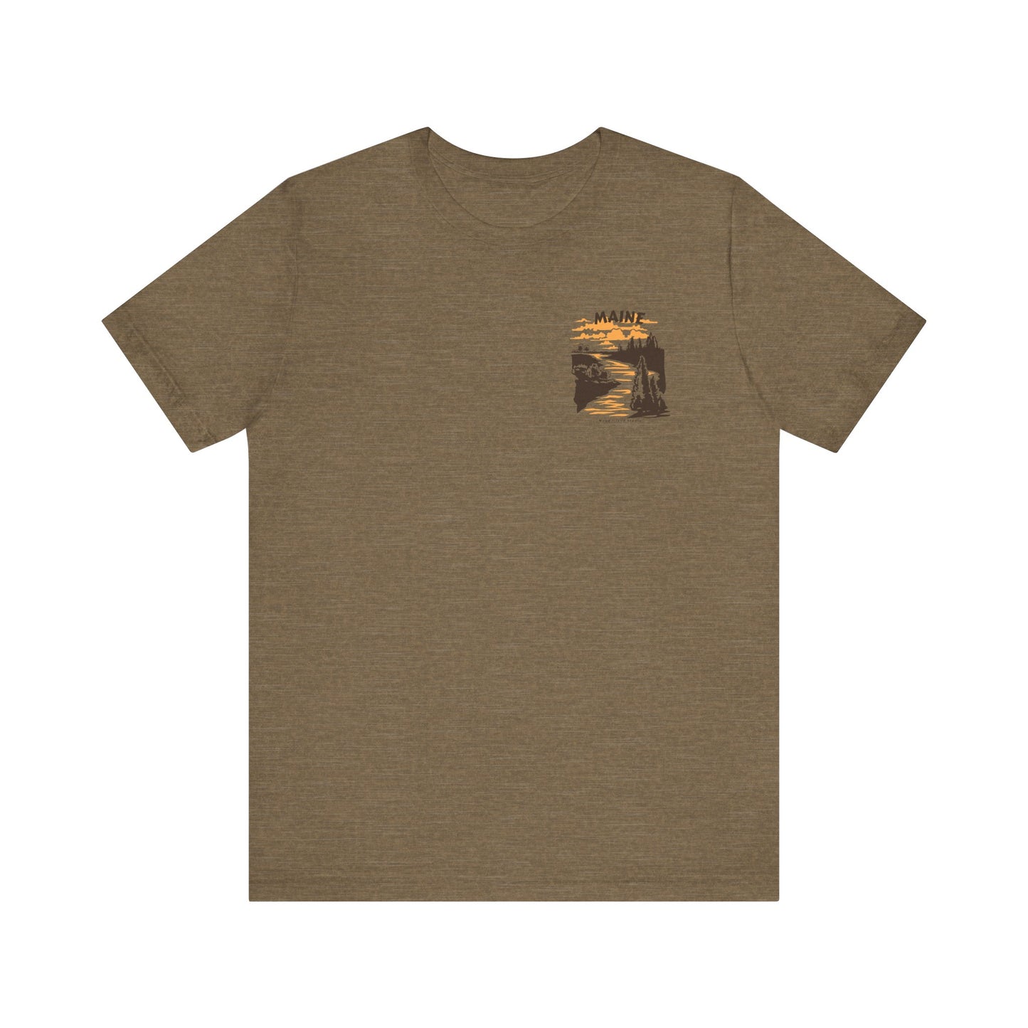 Pine and River scene Maine Graphic Unisex Tee