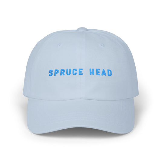 Spruce Head Embroidered Dad Cap with Blue Letters – Minimal Coastal Baseball Hat