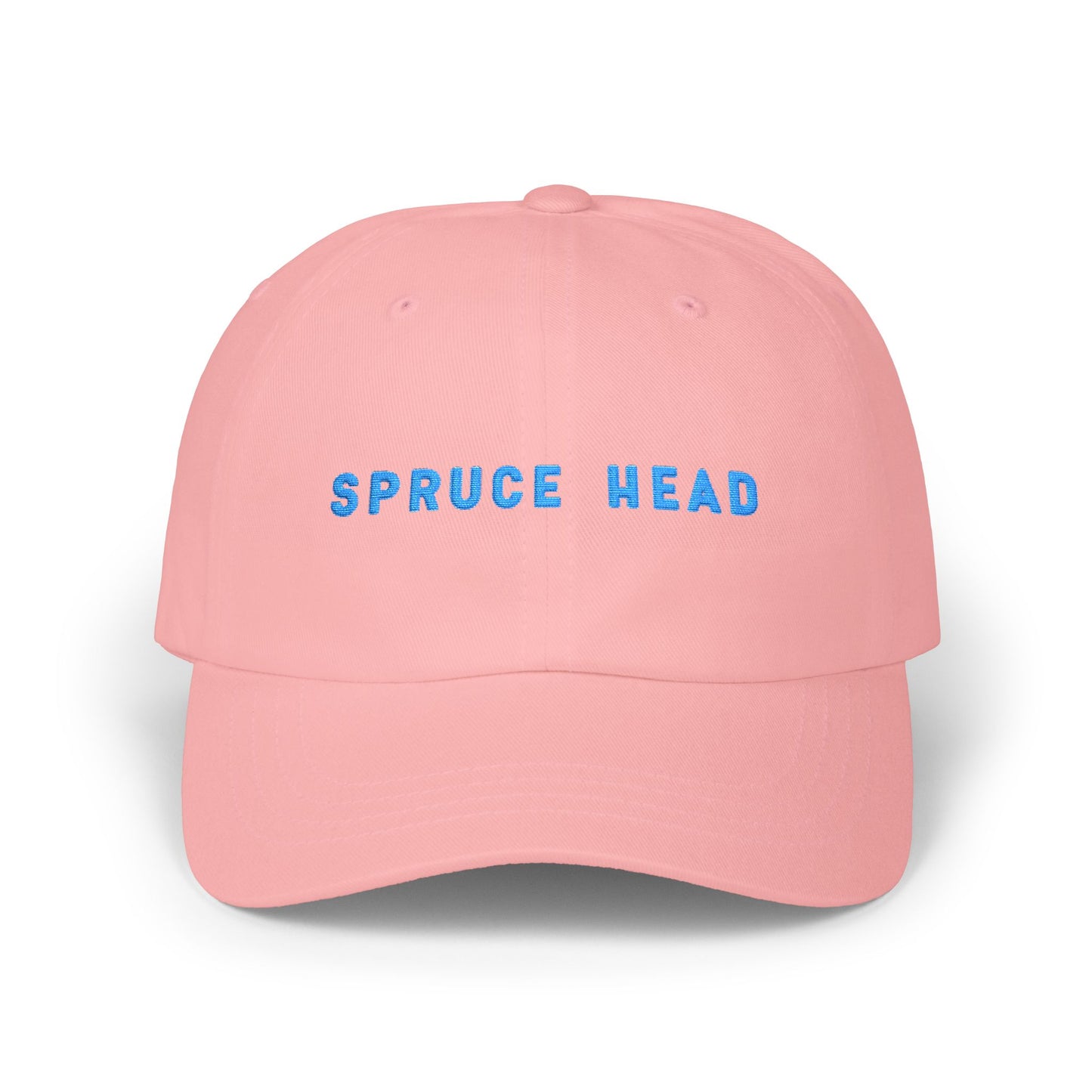 Spruce Head Embroidered Dad Cap with Blue Letters – Minimal Coastal Baseball Hat