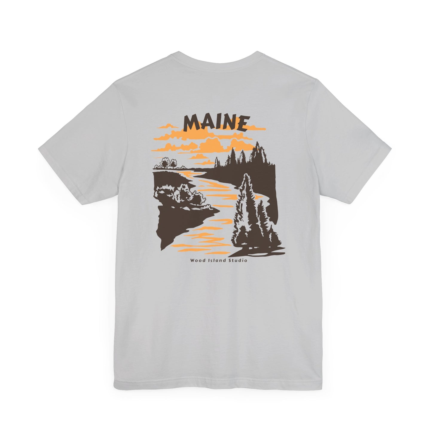 Pine and River scene Maine Graphic Unisex Tee
