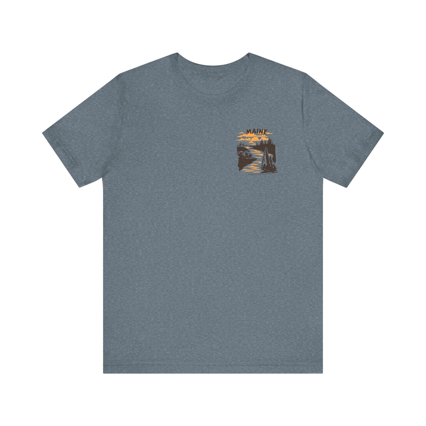 Pine and River scene Maine Graphic Unisex Tee