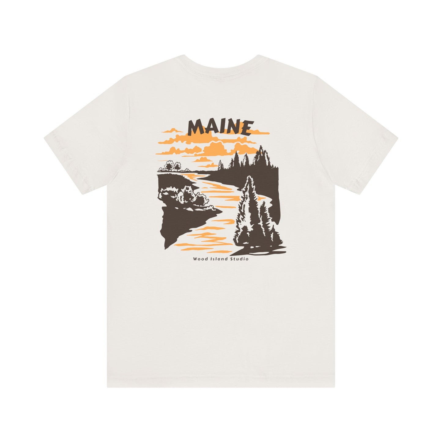 Pine and River scene Maine Graphic Unisex Tee