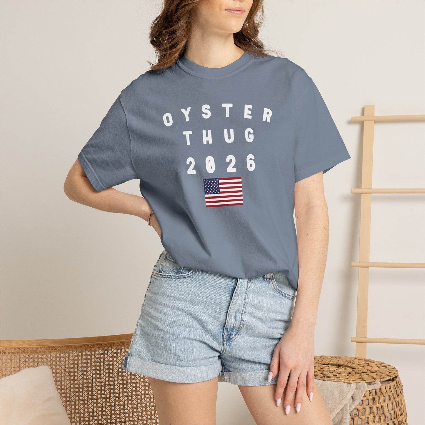 Oyster Thug 2026 with Flag Tee Shirt - White Letters
