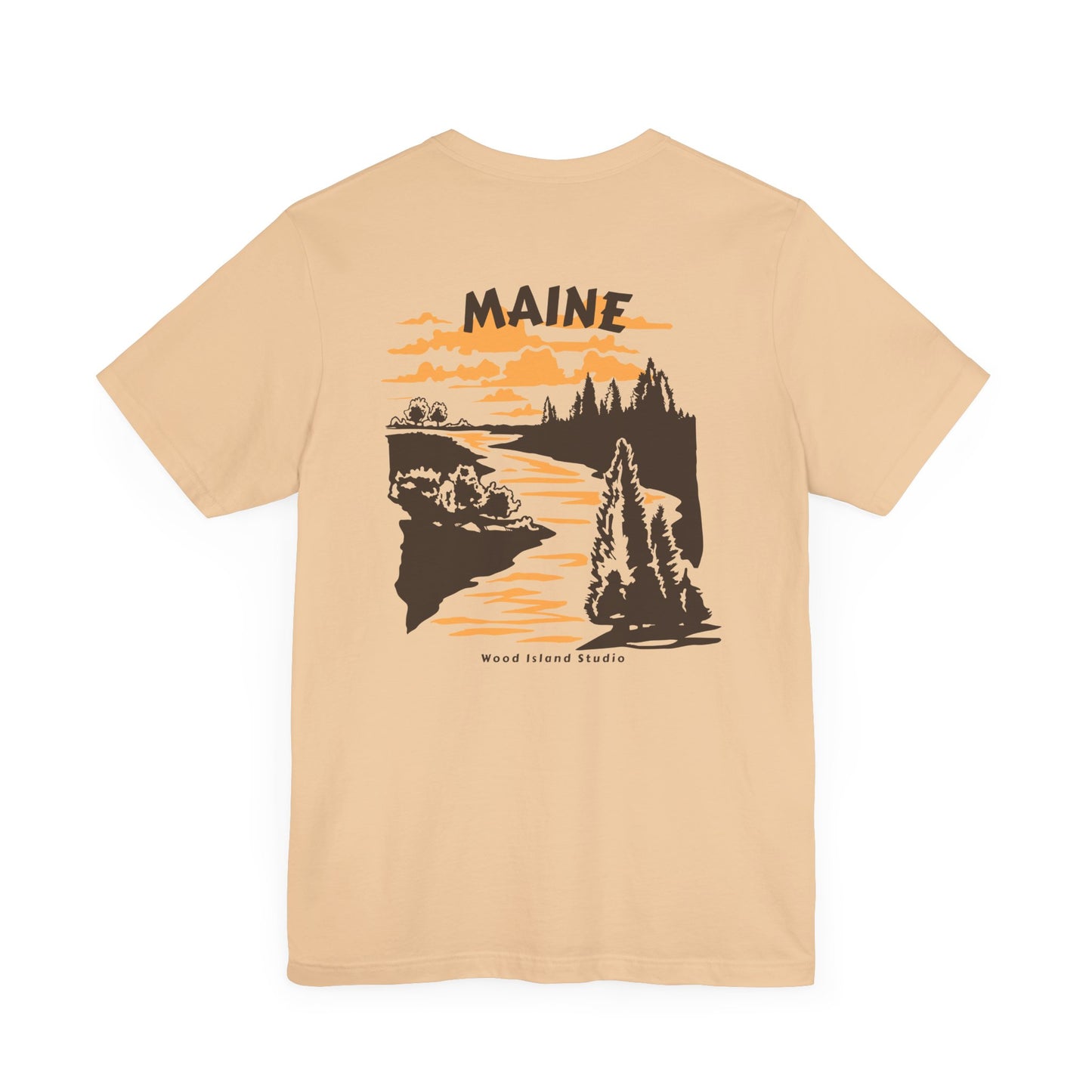 Pine and River scene Maine Graphic Unisex Tee