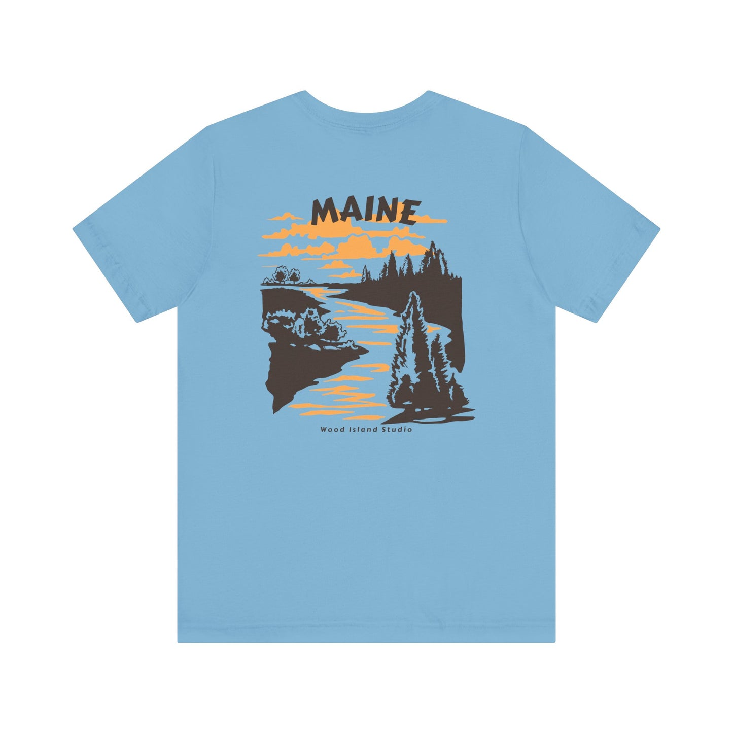 Pine and River scene Maine Graphic Unisex Tee