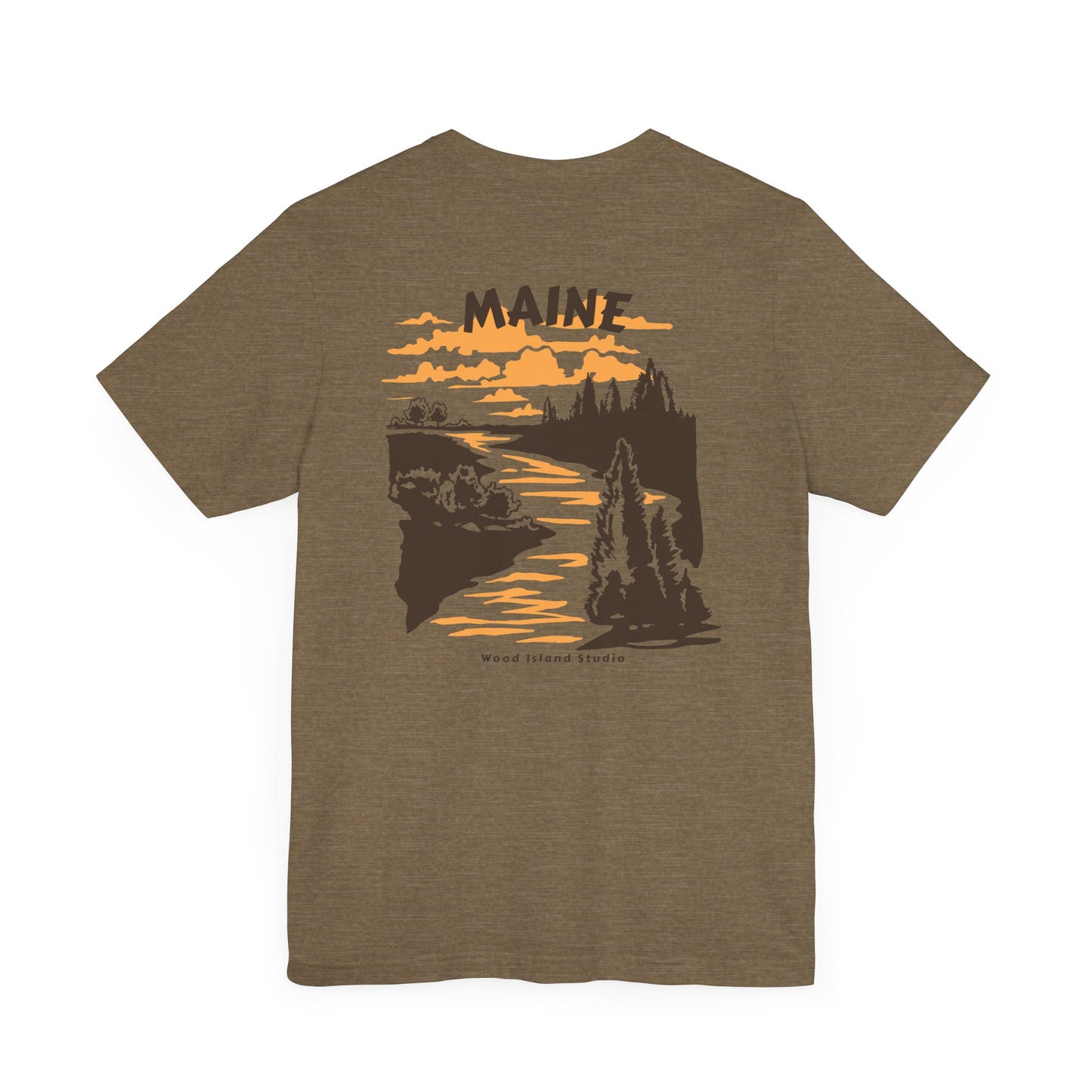 Pine and River scene Maine Graphic Unisex Tee