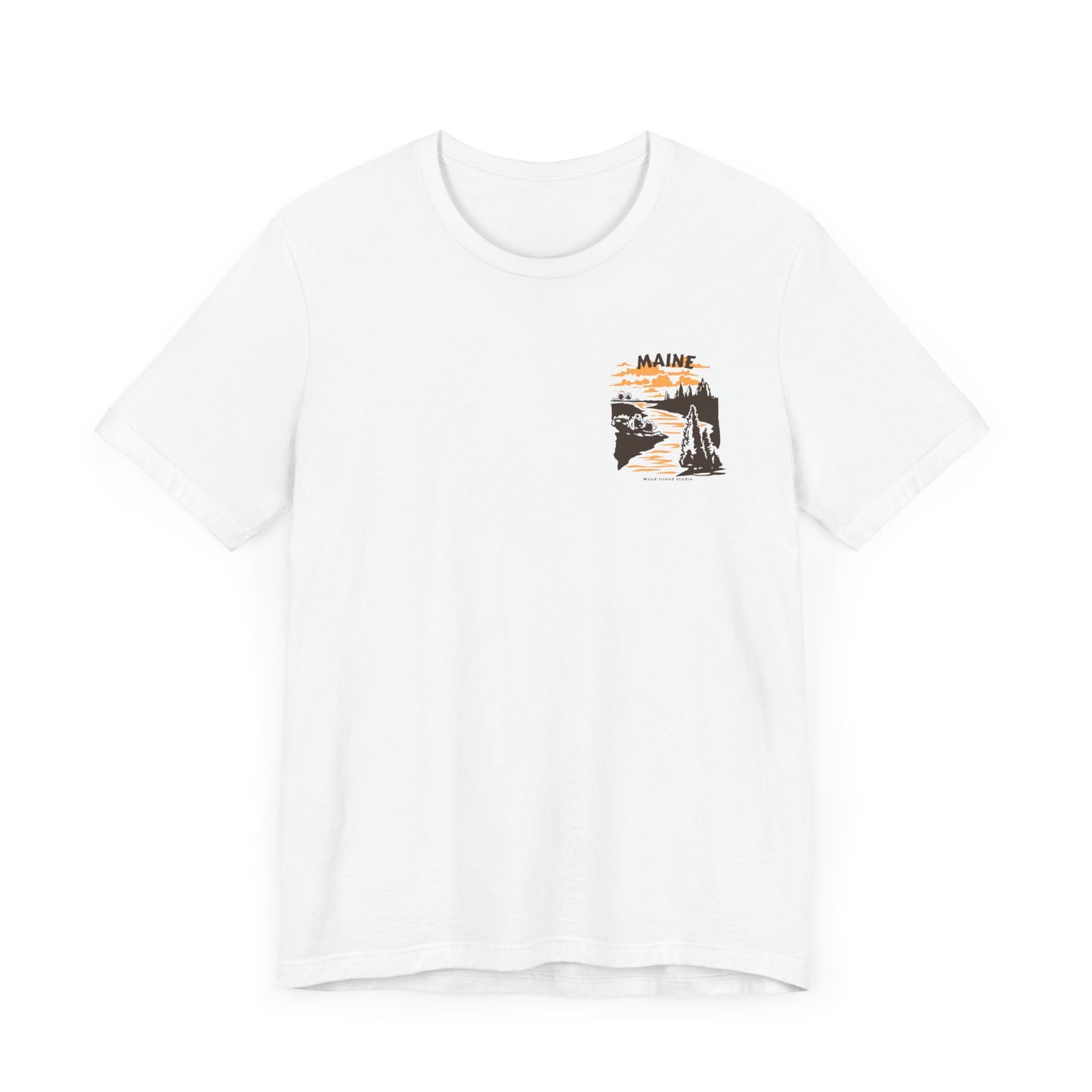 Pine and River scene Maine Graphic Unisex Tee