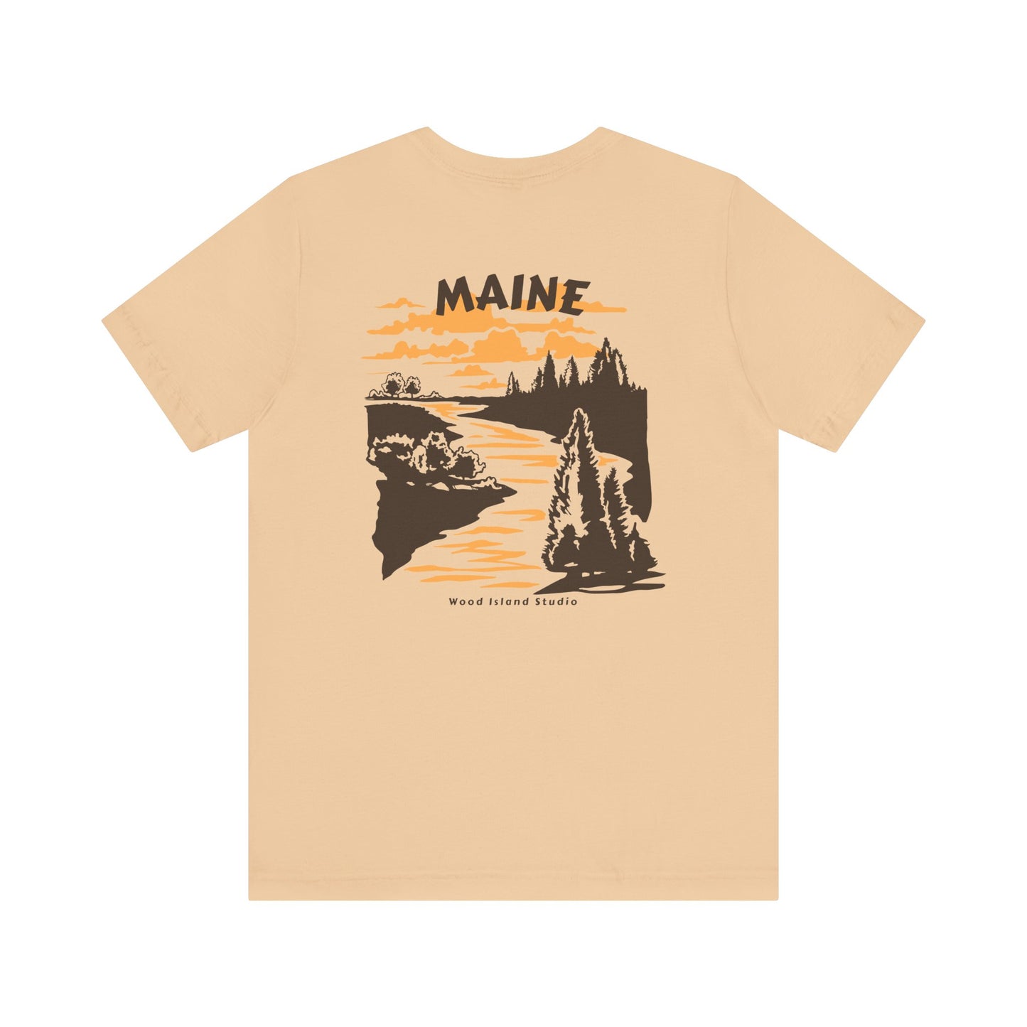 Pine and River scene Maine Graphic Unisex Tee
