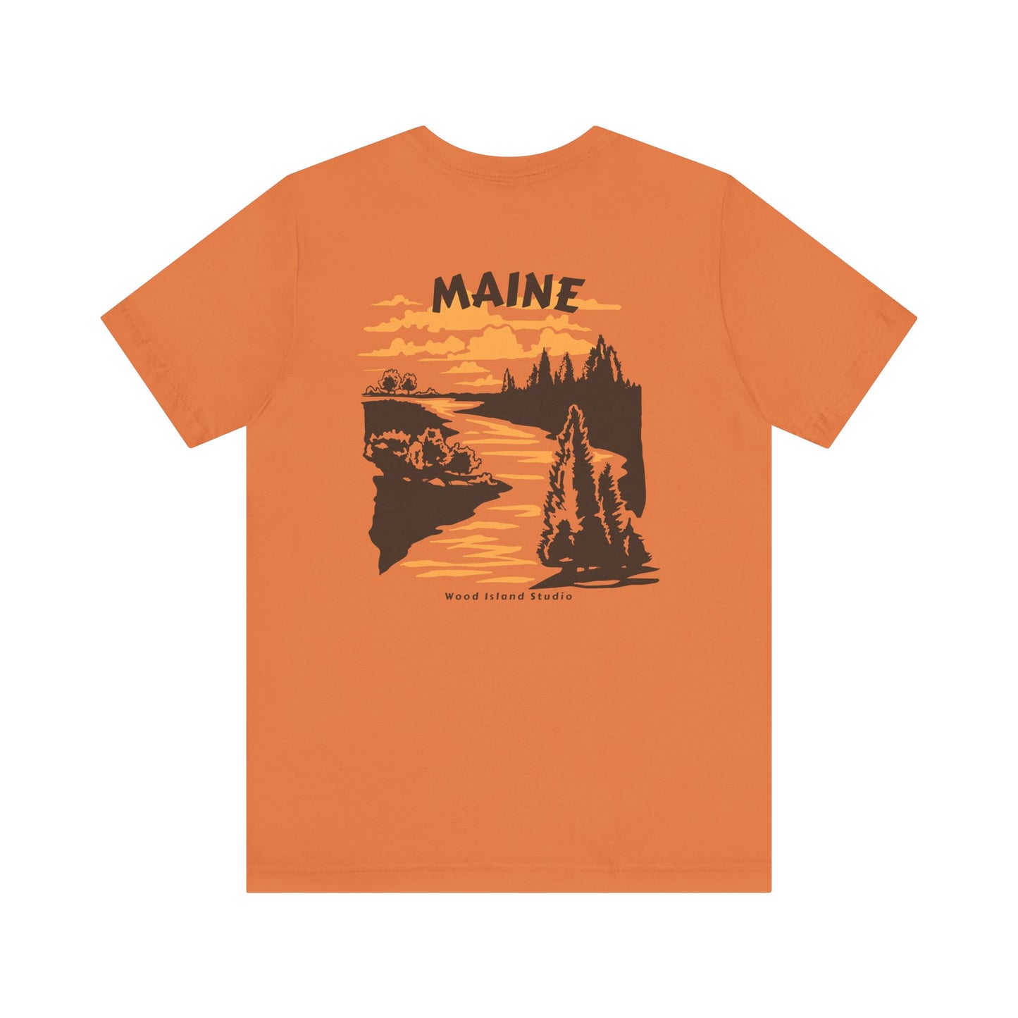 Pine and River scene Maine Graphic Unisex Tee