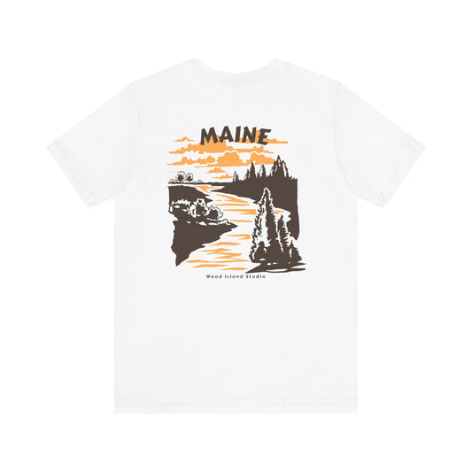 Pine and River scene Maine Graphic Unisex Tee