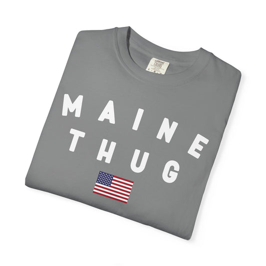 Maine Thug with American Flag Tee Shirt - White Letters