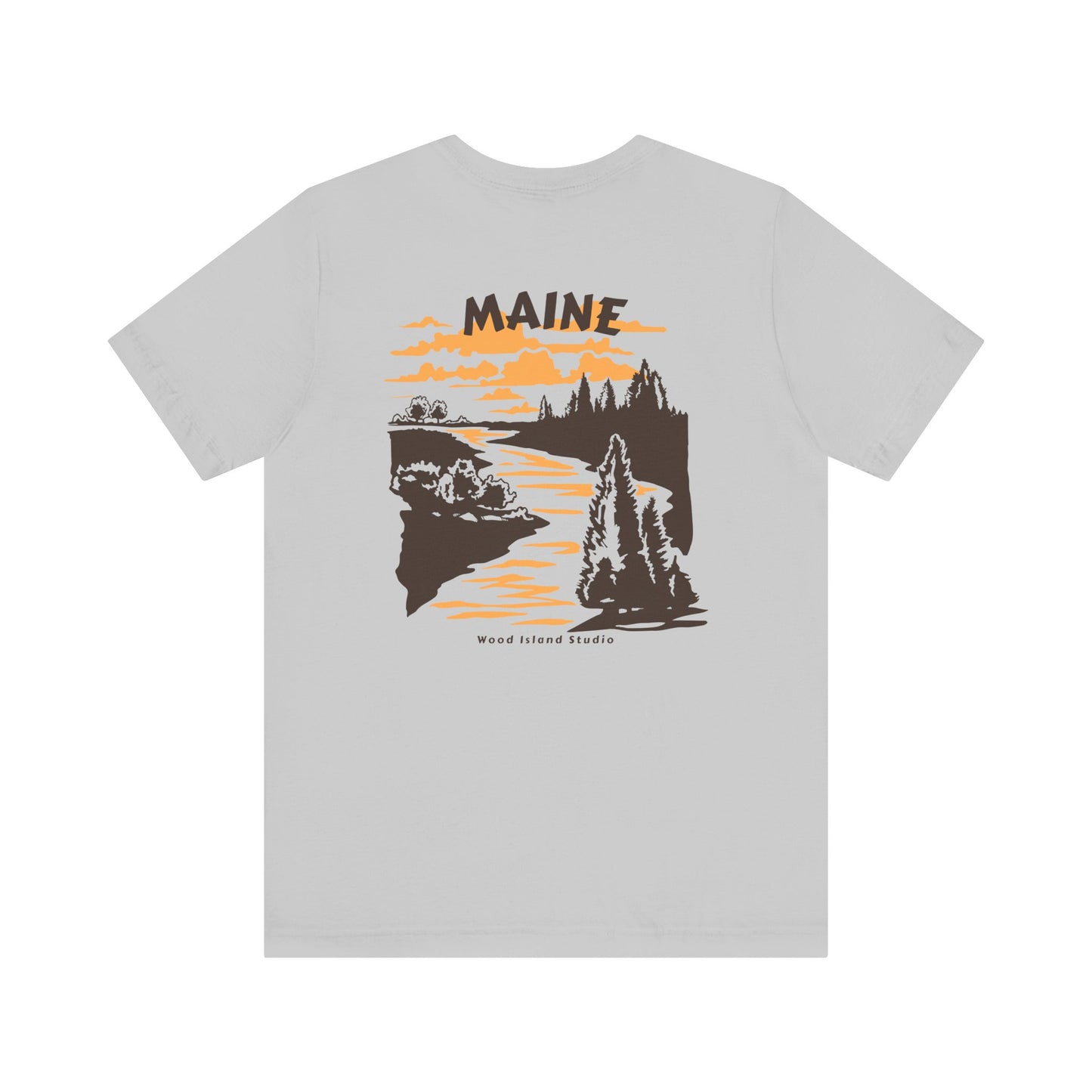 Pine and River scene Maine Graphic Unisex Tee