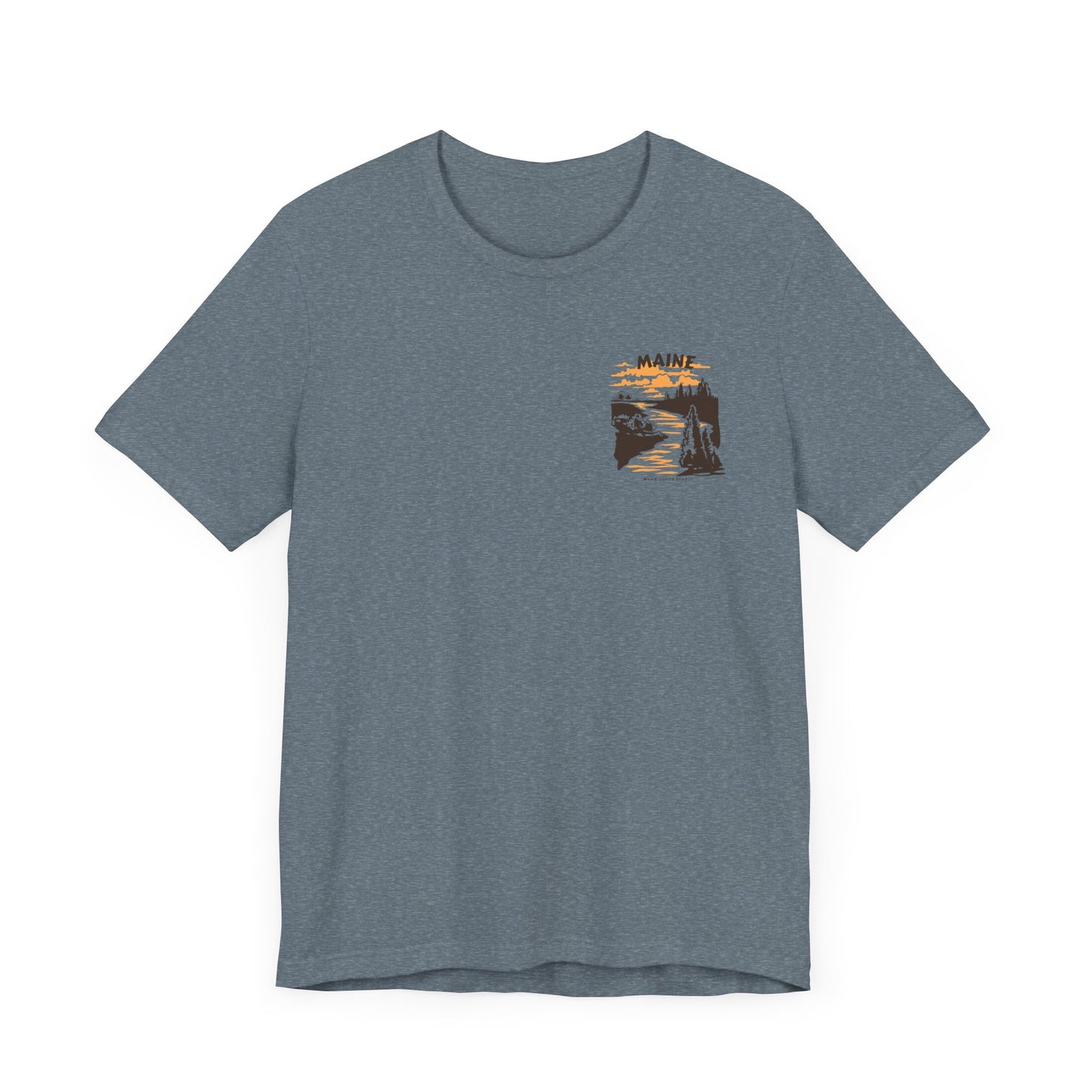 Pine and River scene Maine Graphic Unisex Tee