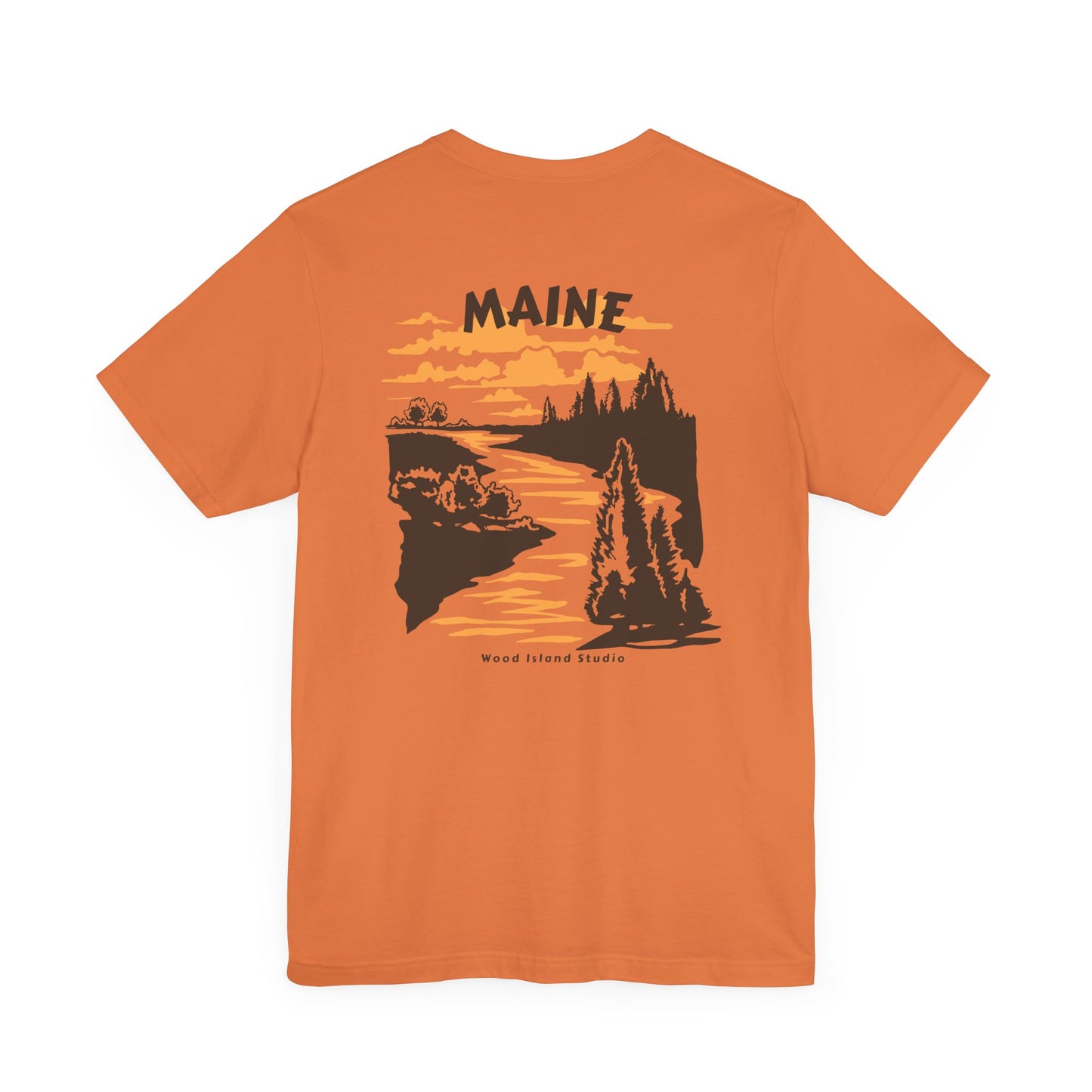 Pine and River scene Maine Graphic Unisex Tee