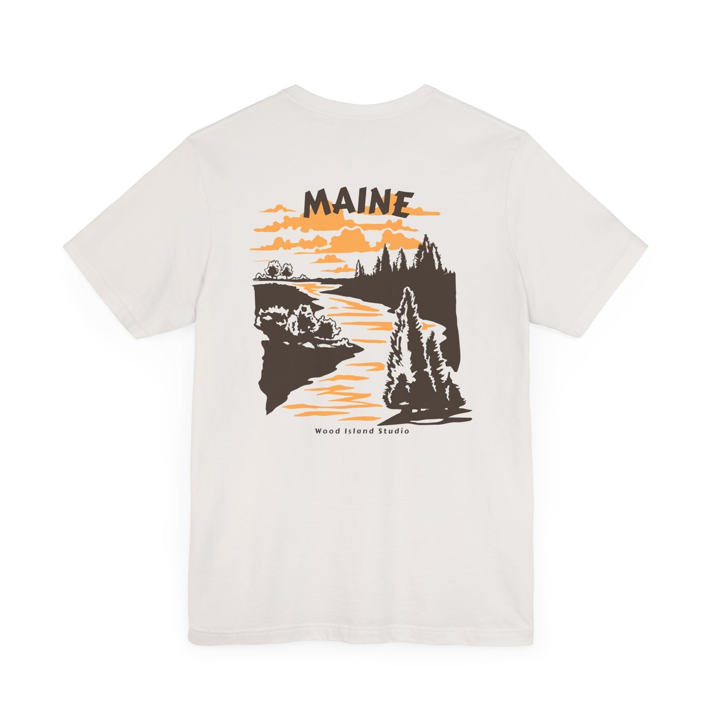 Pine and River scene Maine Graphic Unisex Tee