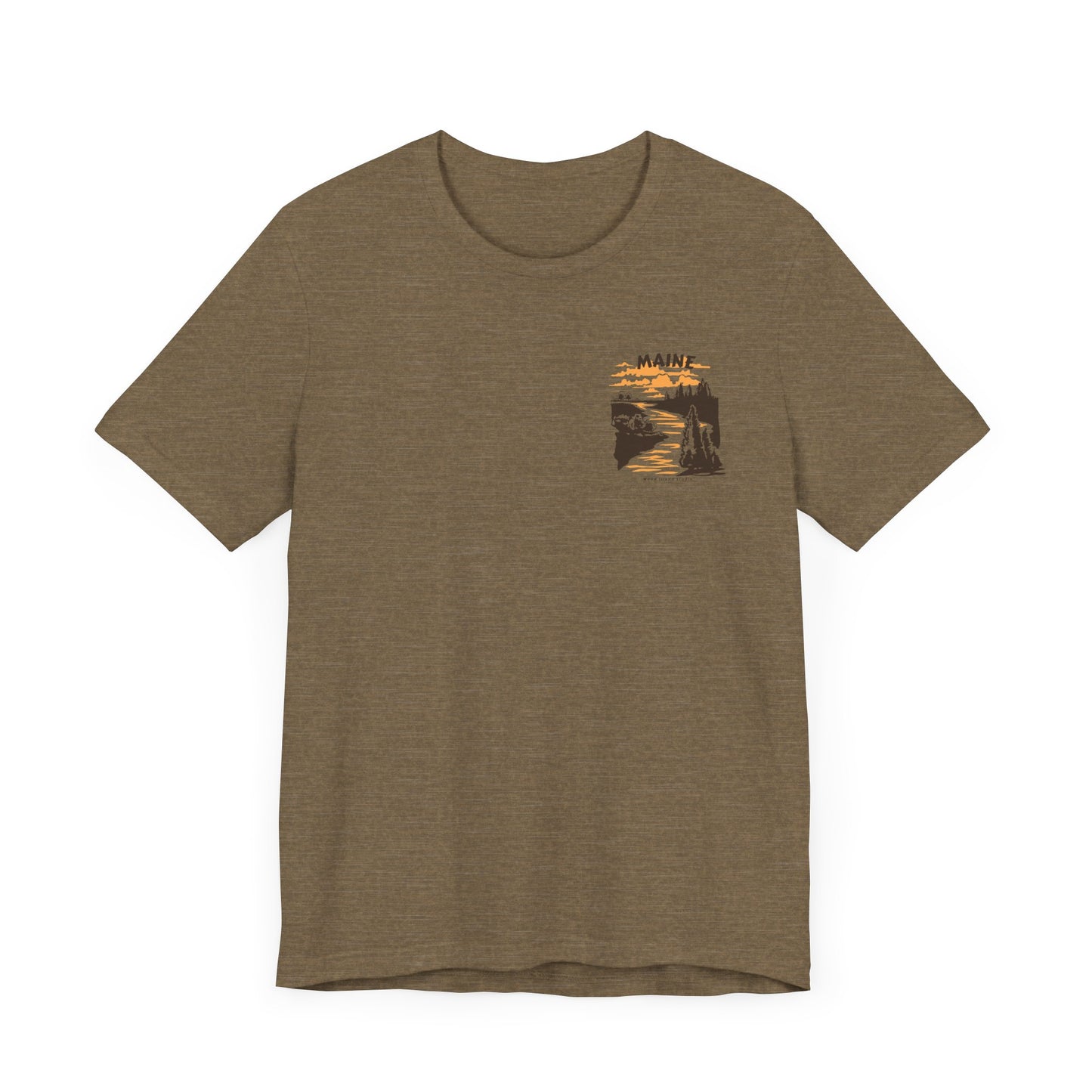 Pine and River scene Maine Graphic Unisex Tee
