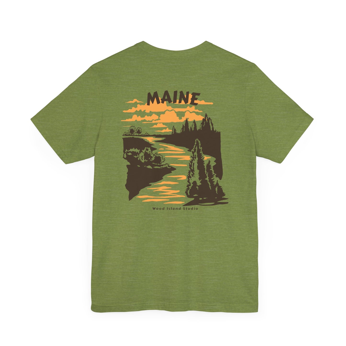 Pine and River scene Maine Graphic Unisex Tee