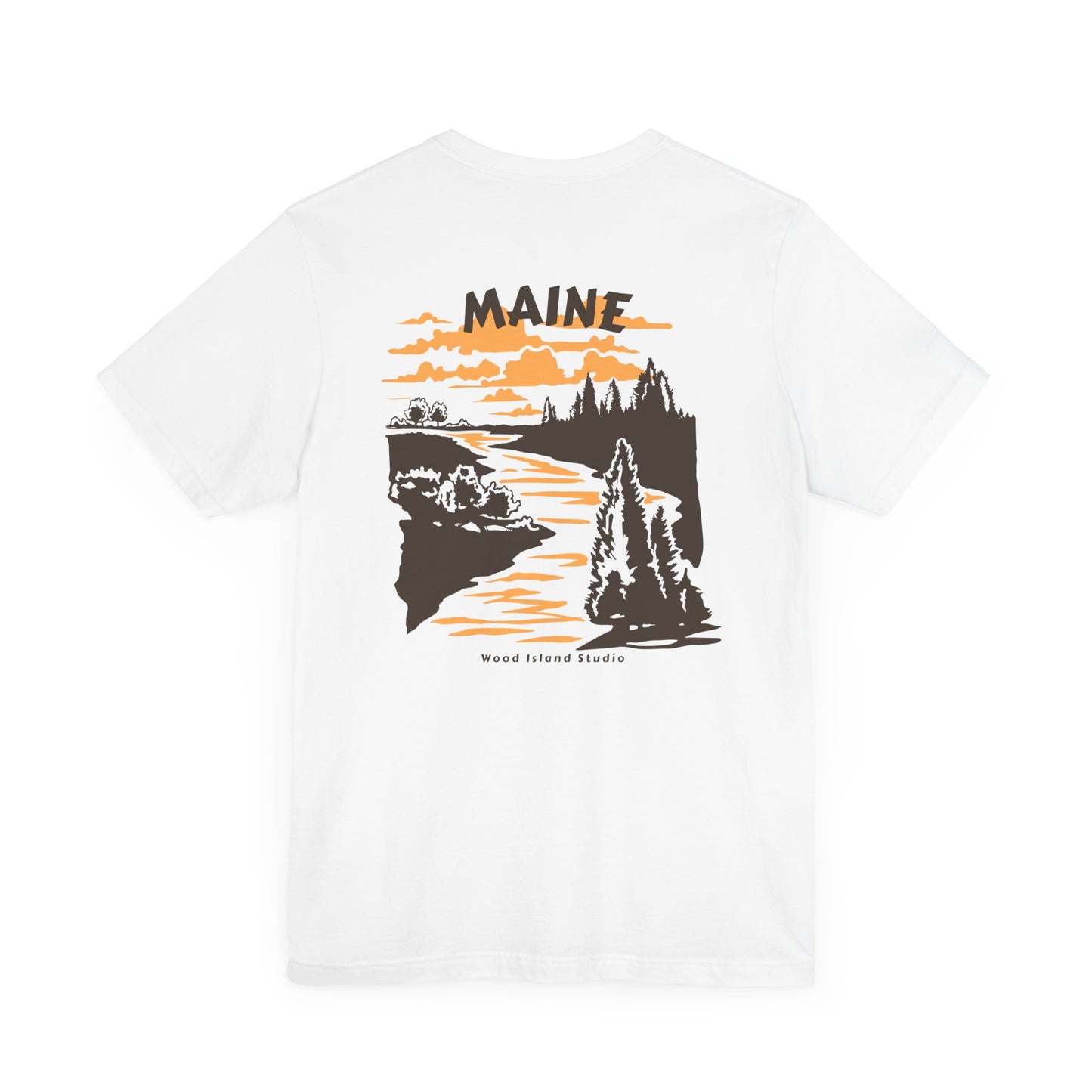 Pine and River scene Maine Graphic Unisex Tee