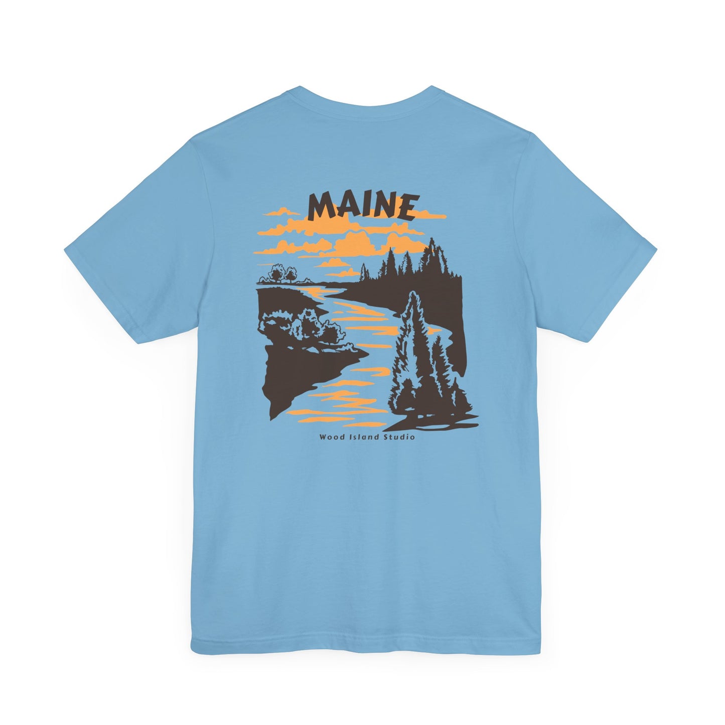 Pine and River scene Maine Graphic Unisex Tee