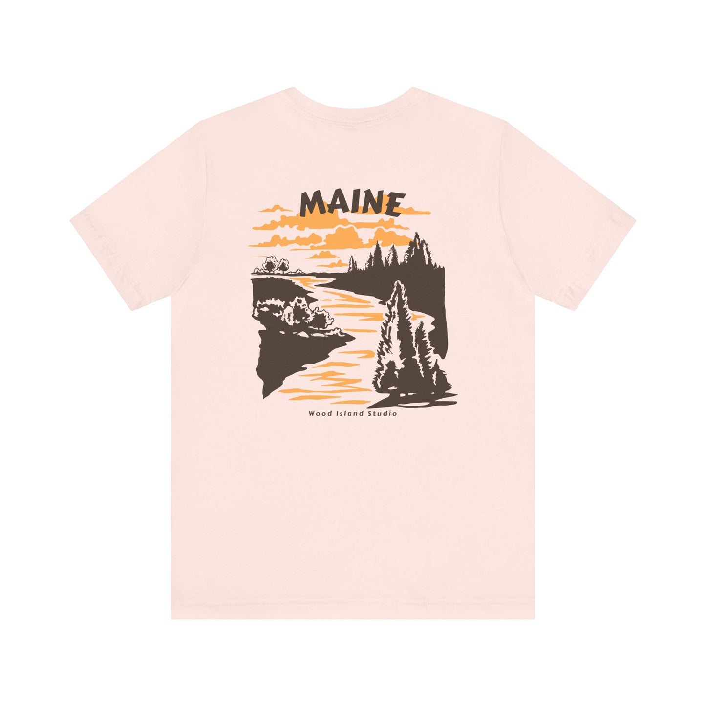 Pine and River scene Maine Graphic Unisex Tee