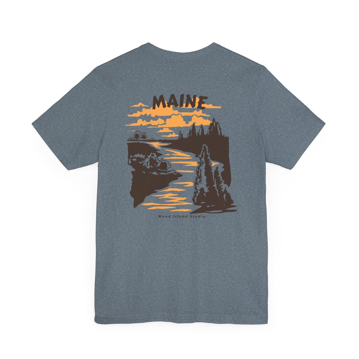 Pine and River scene Maine Graphic Unisex Tee