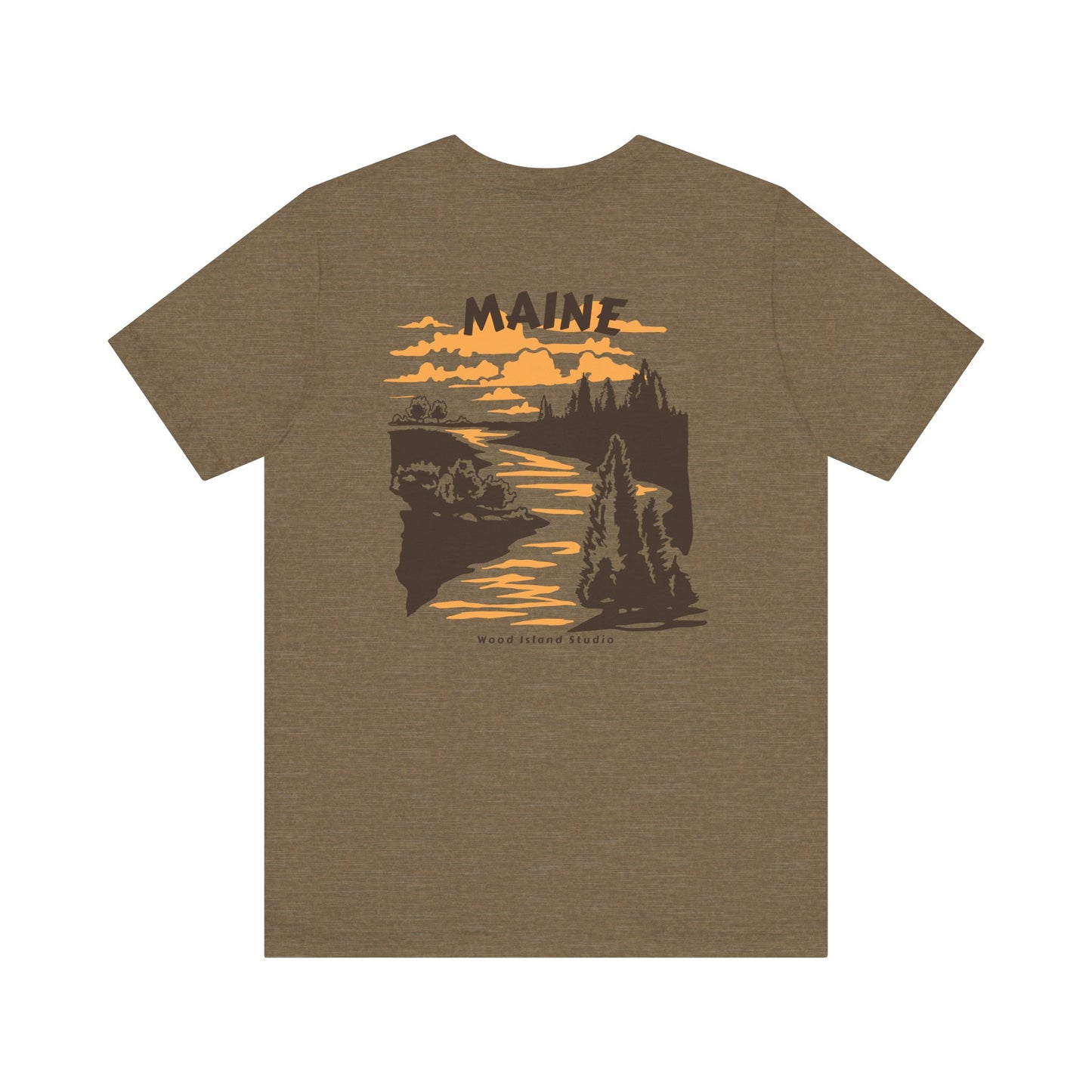 Pine and River scene Maine Graphic Unisex Tee
