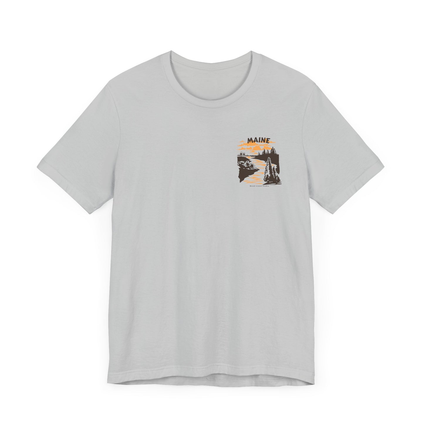 Pine and River scene Maine Graphic Unisex Tee