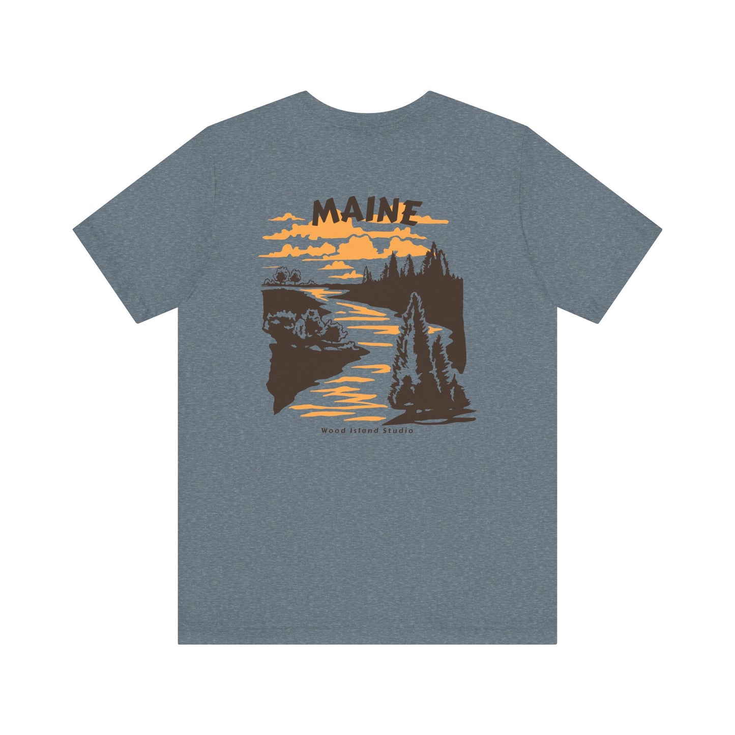 Pine and River scene Maine Graphic Unisex Tee