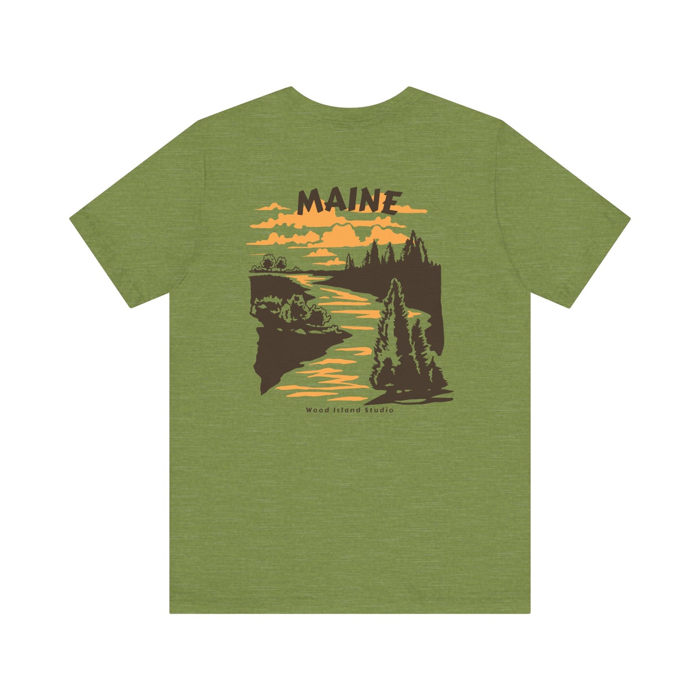Pine and River scene Maine Graphic Unisex Tee